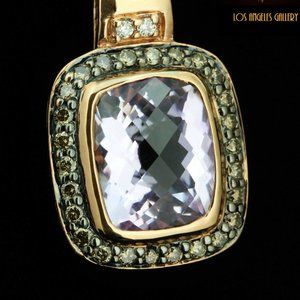 Levian / 5 CT Diamonds & Cotton Candy Amethyst Pendant / 14K